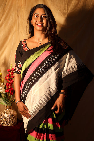 Multicolor with ikkat Cotton saree