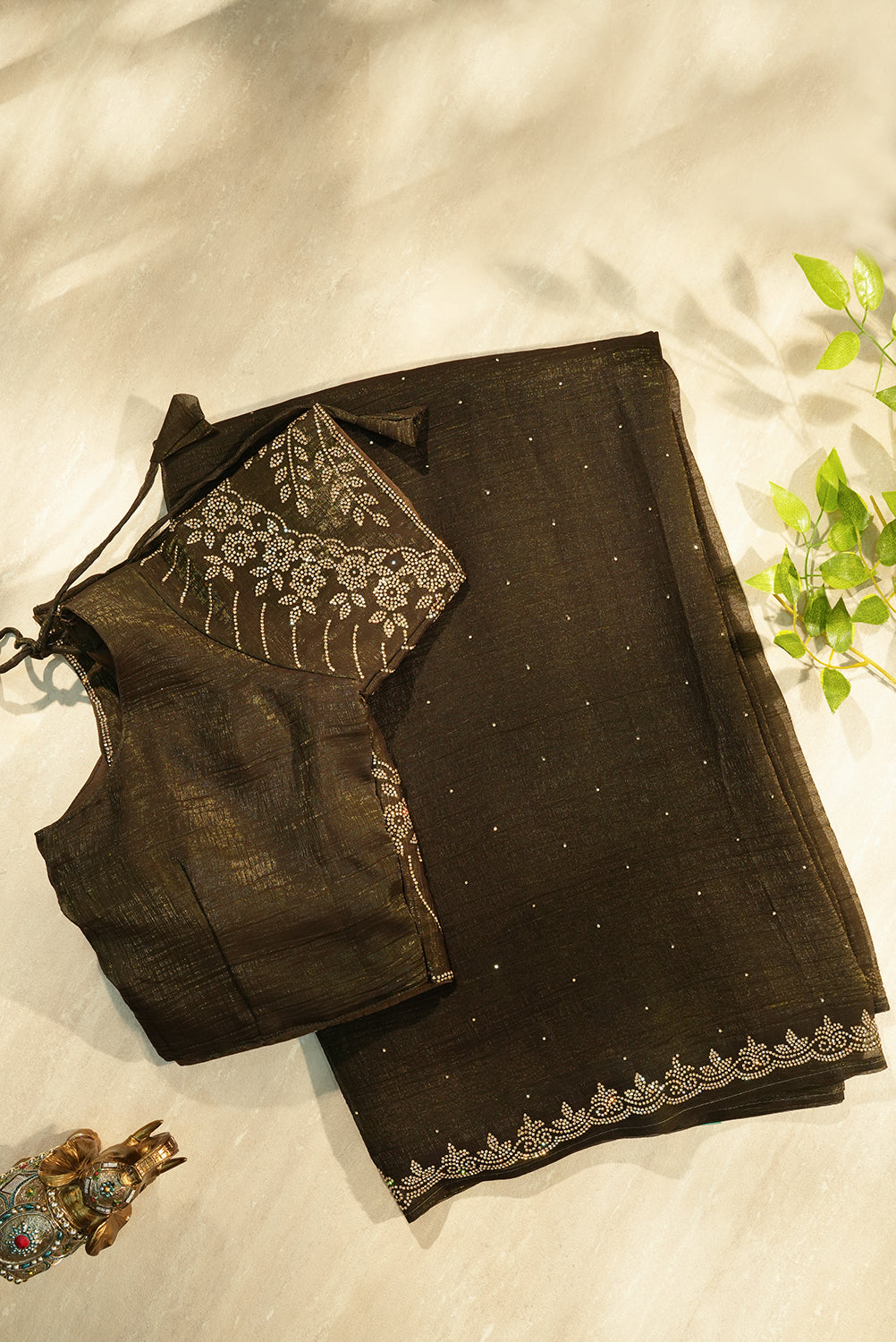 Deep Olive Green Jimmy Choo Designer Saree