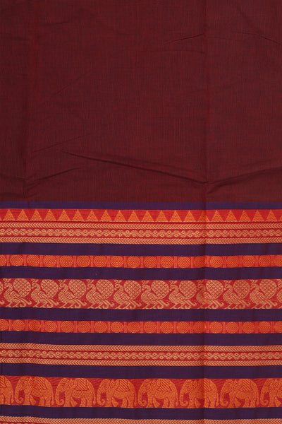 Maroon brown Kanchi cotton saree
