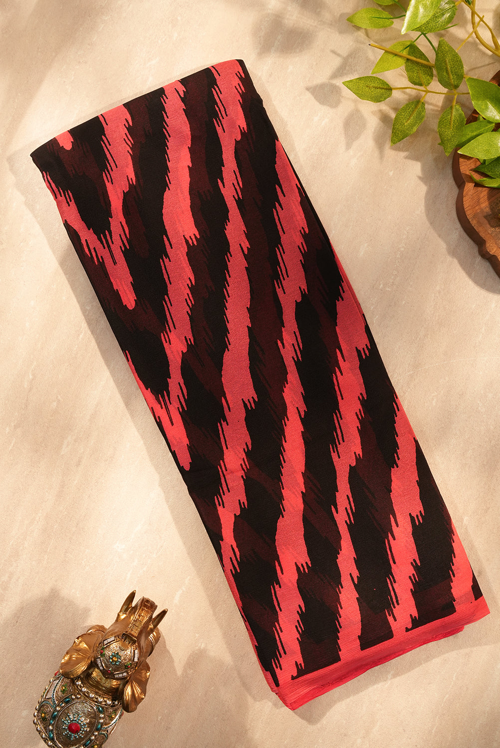 Black and Red Chiffon Saree