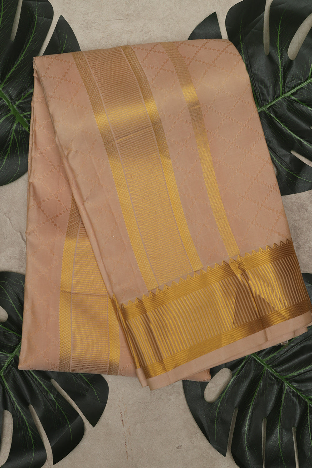 Biscuit color pure silk dhoti