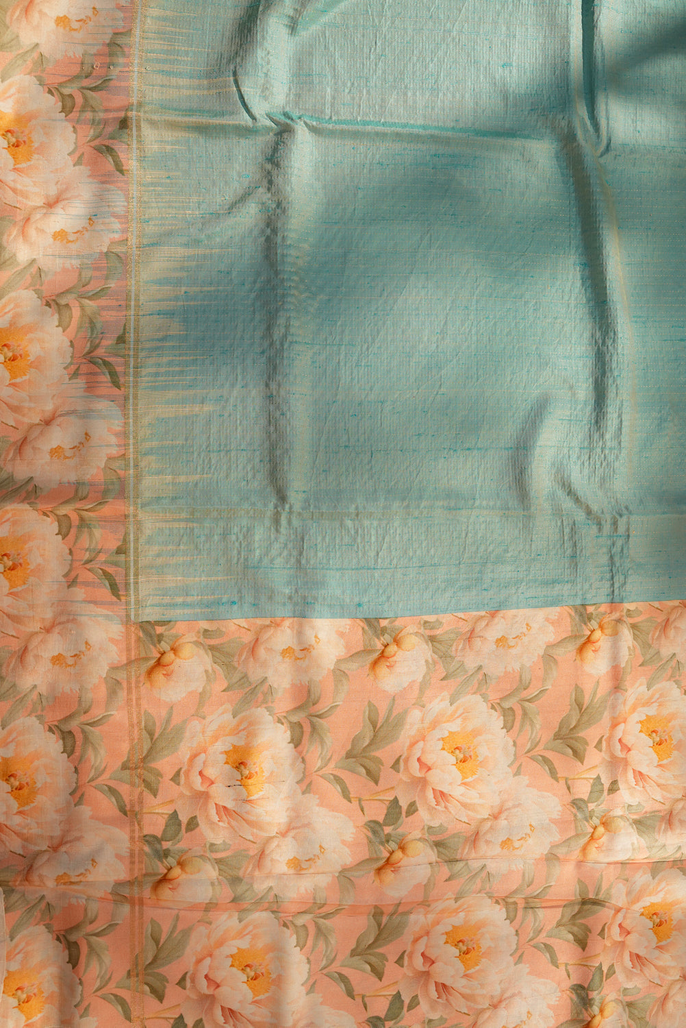 Aqua Blue Pure Floral Silk Saree