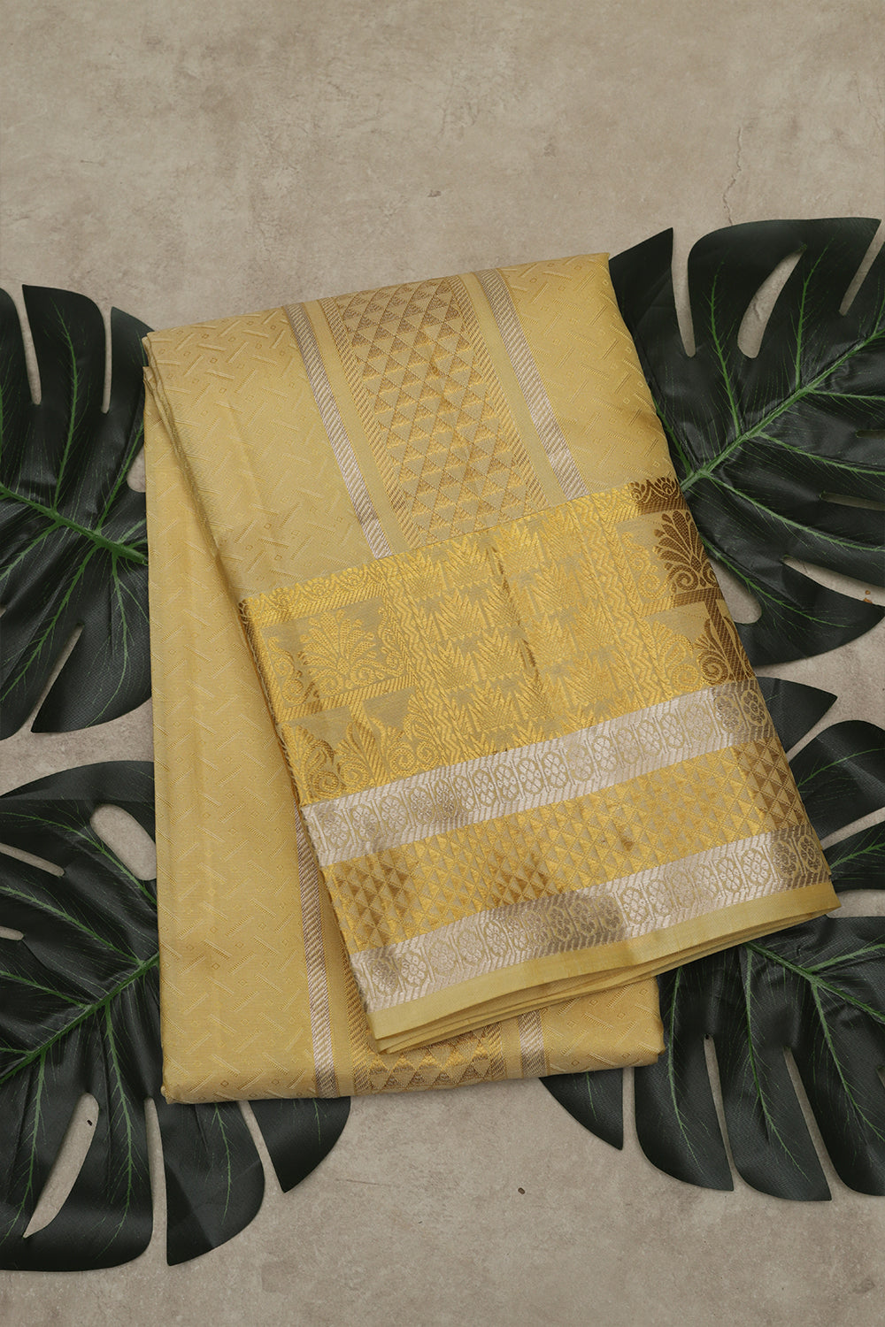 Yellow pure silk dhoti
