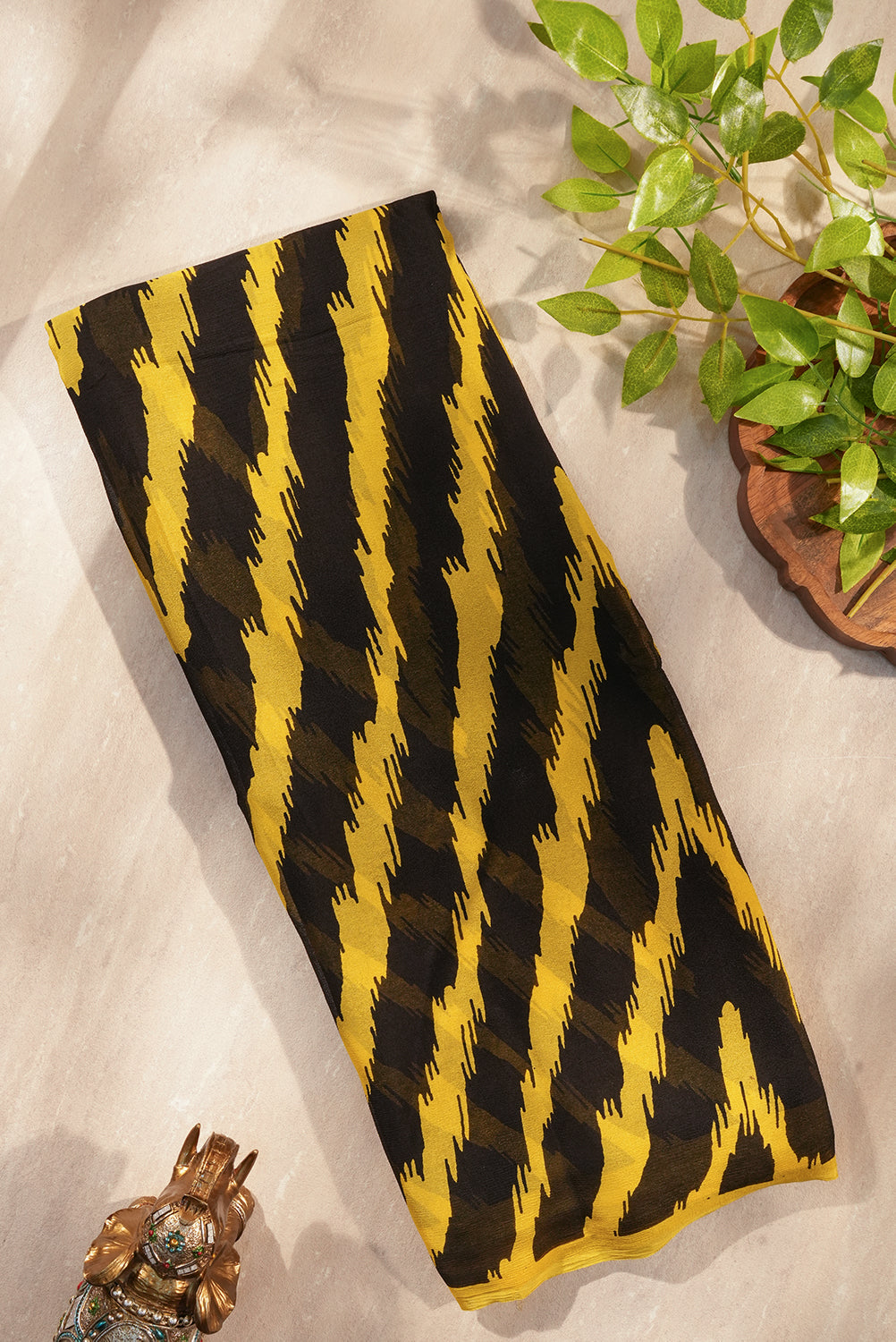 Black and Yellow Chiffon Saree