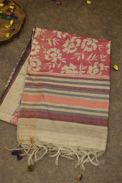Sandal Colour Tussar Silk Saree