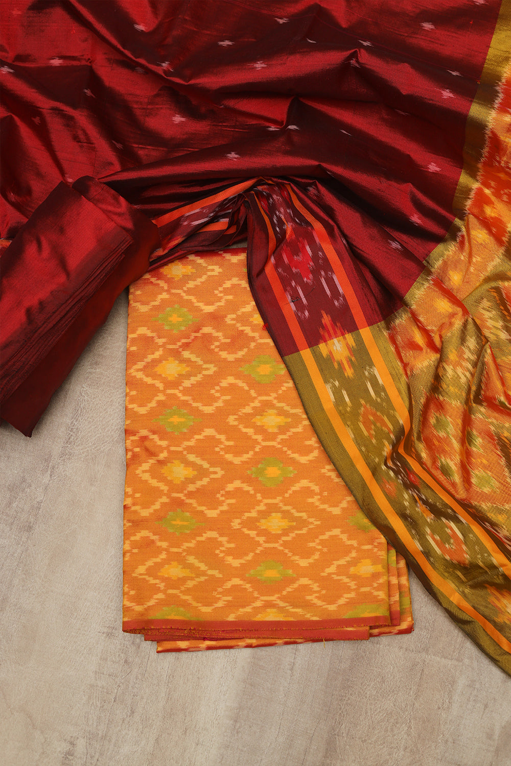 Mustared yellow colour pure silk salwar material