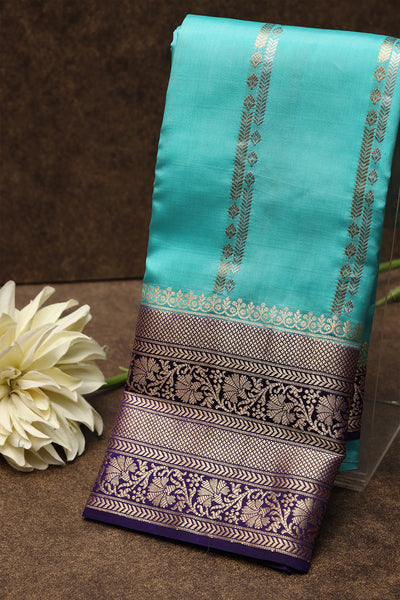 Ramar blue with purple banarasi saree