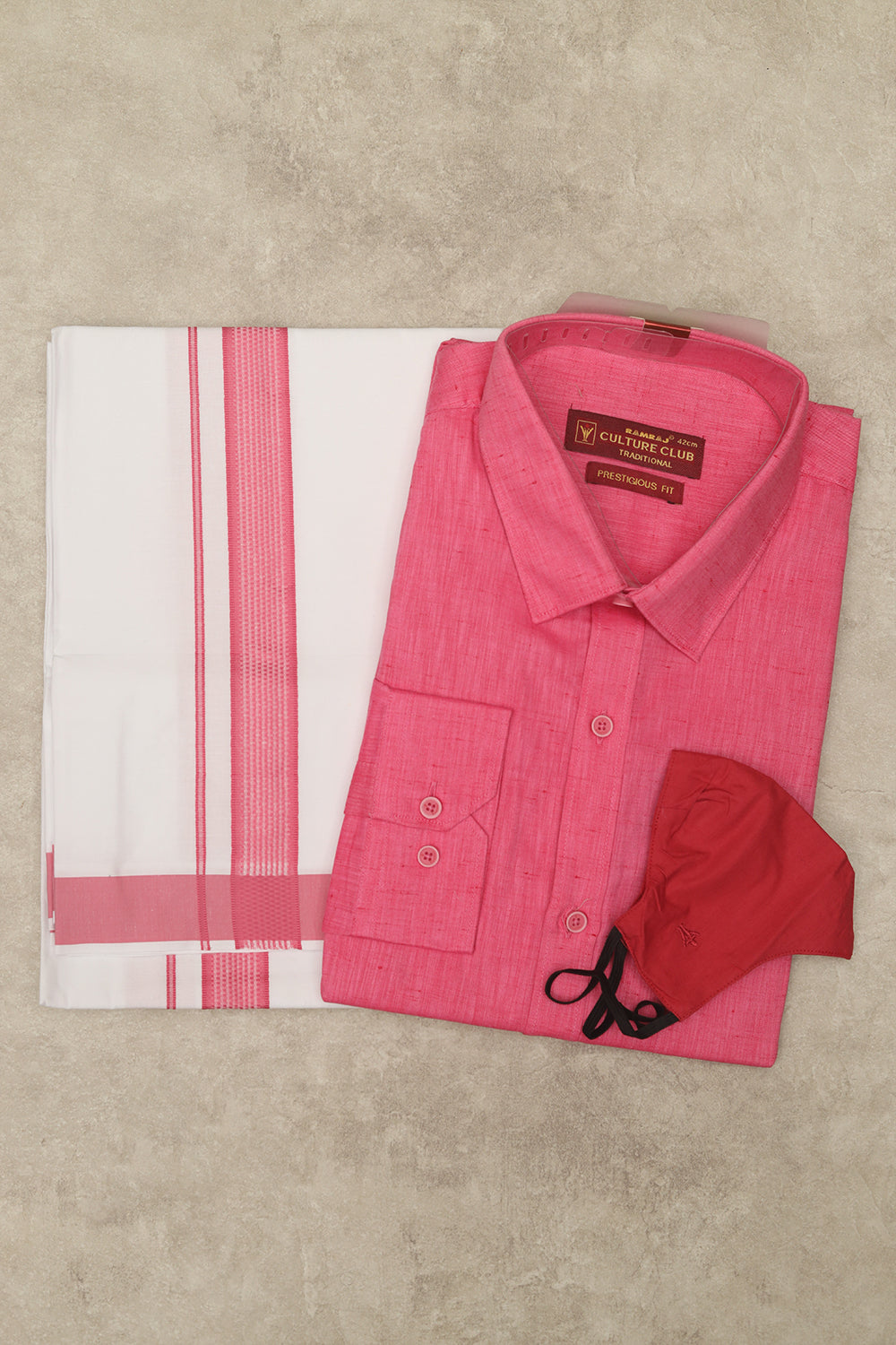 Pink colour shirt & dhoti