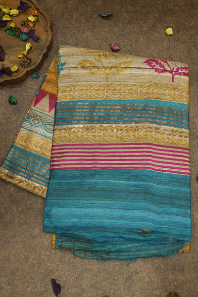 Multicolored Tussar Silk Saree