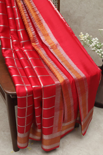 Chilly red Mysore silk saree