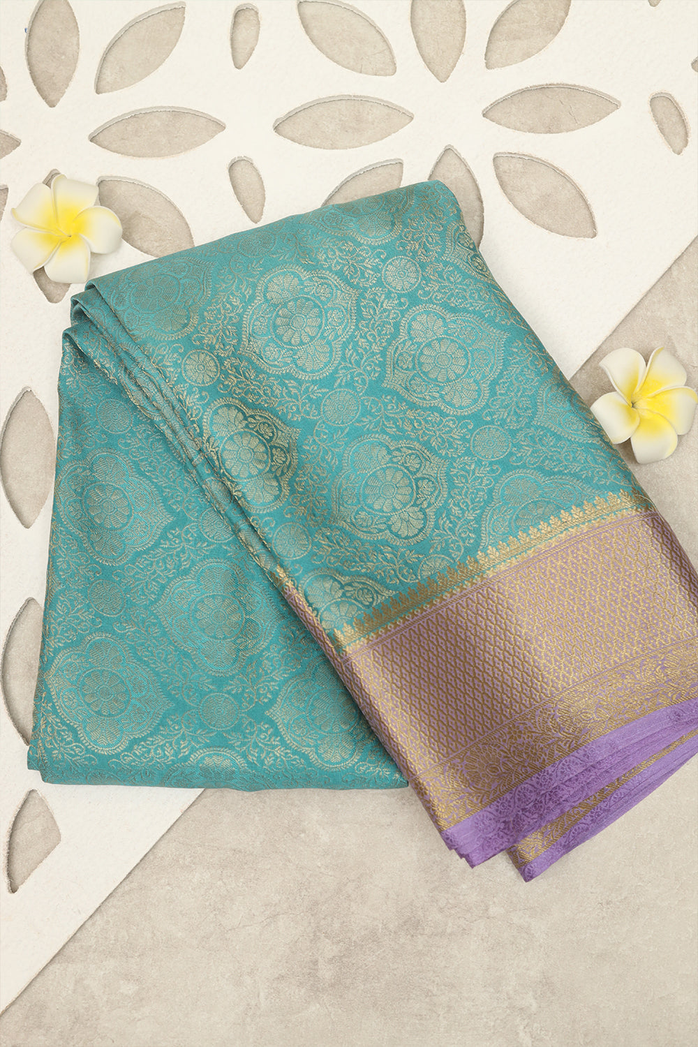 Ramar green with lavender Mysore silk saree