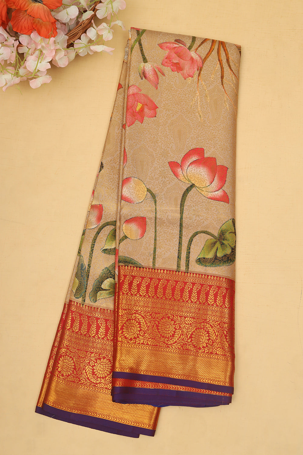 Pichwai Kalamkari silk saree