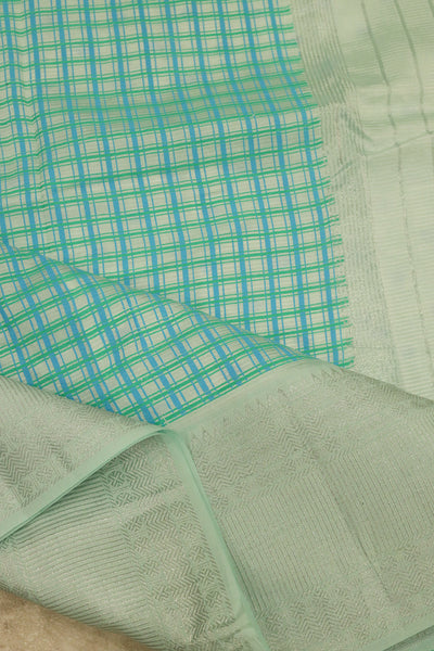 Pastel Green with Ice Blue Cotton Saree