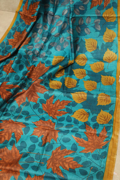 Sky-blue tussar saree