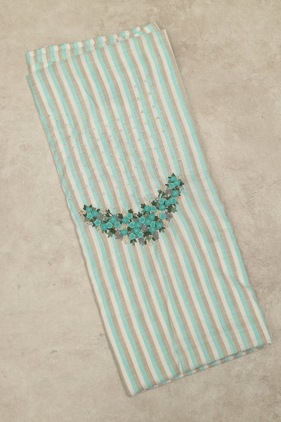 Cream with turquoise blue salwar material