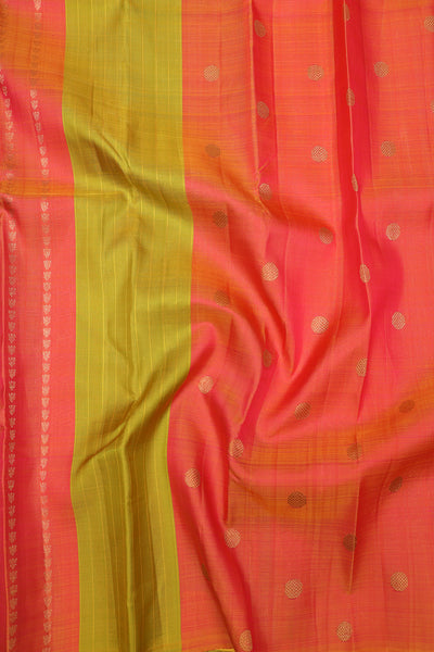 Parrot green and pink pure silk saree