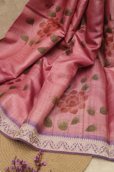 Light pink tussar saree