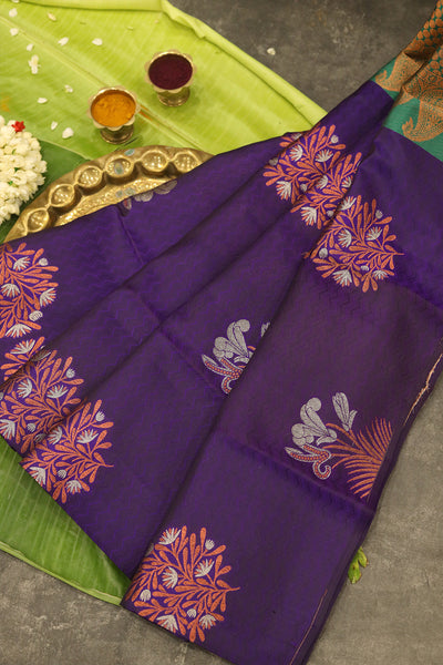 Lavender colour Silk Saree