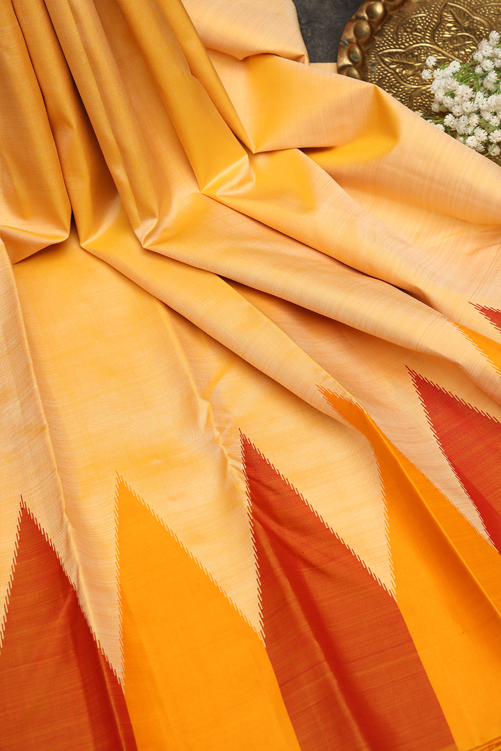 Unique pastel yellow Kanjeevaram silk saree