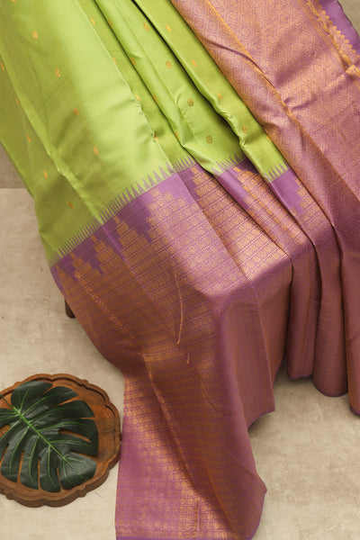 Green and lavender kanjivaram silk saree