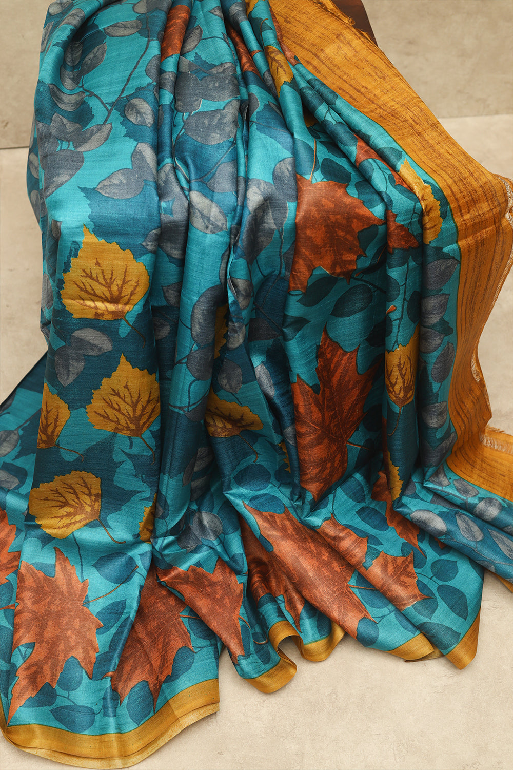 Sky-blue tussar saree