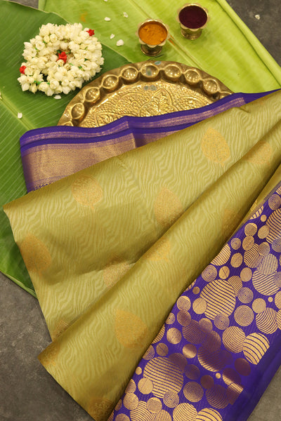 Green and Lavender Silk Saree
