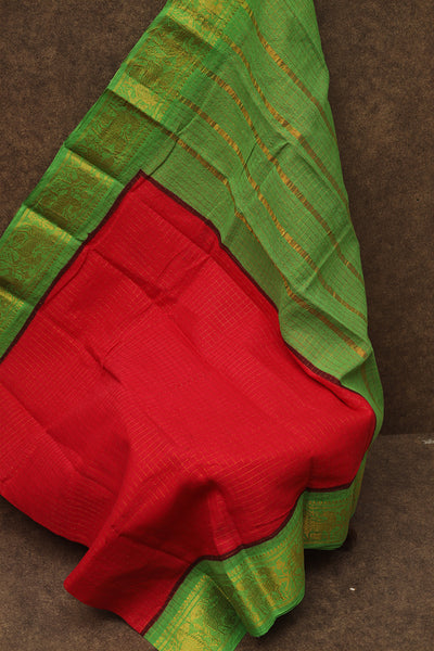 Red & Green Cotton Saree