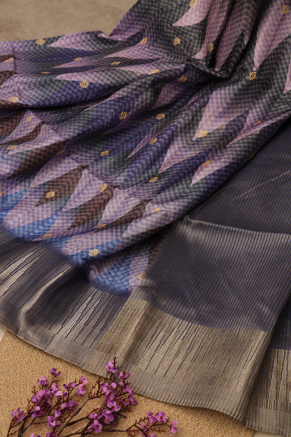 Multi colour tussar silk  saree