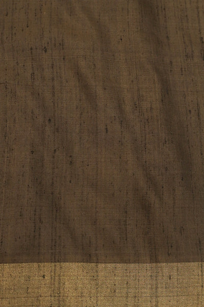 Lite walnut wooden brown raw silk saree