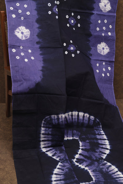 Dark blue and violet cotton saree