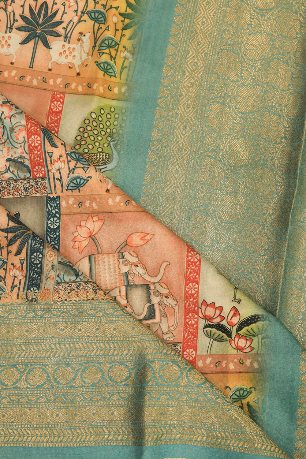 Multicolored Tussar Silk Saree