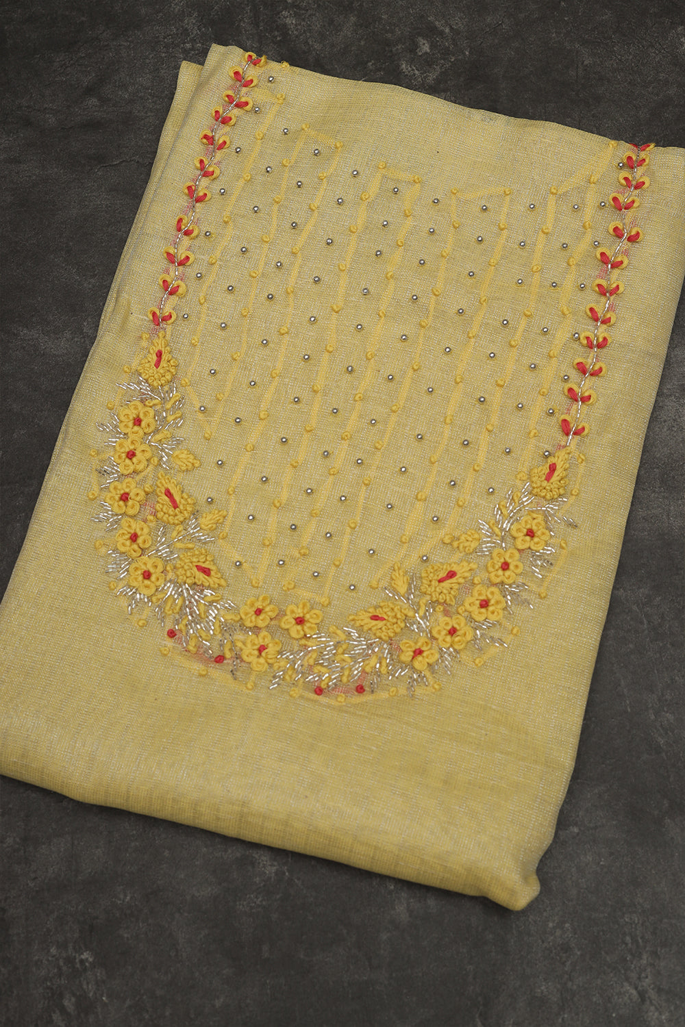 Yellowish kora suit material