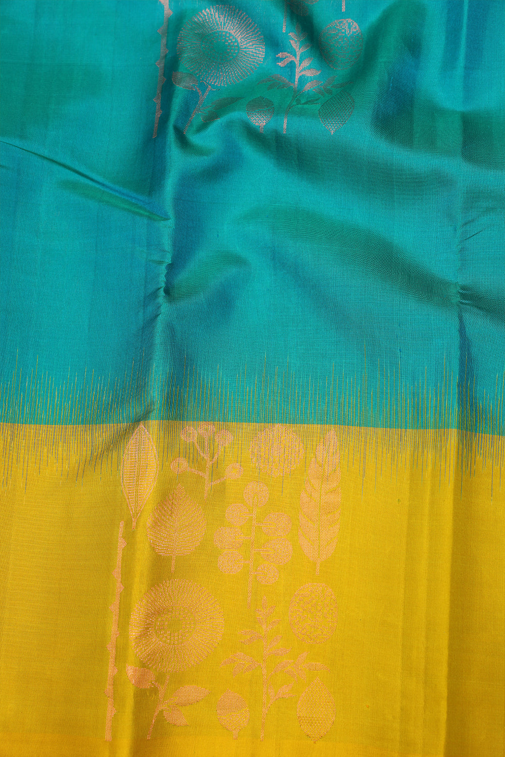 Ramar blue with yellow silk saree