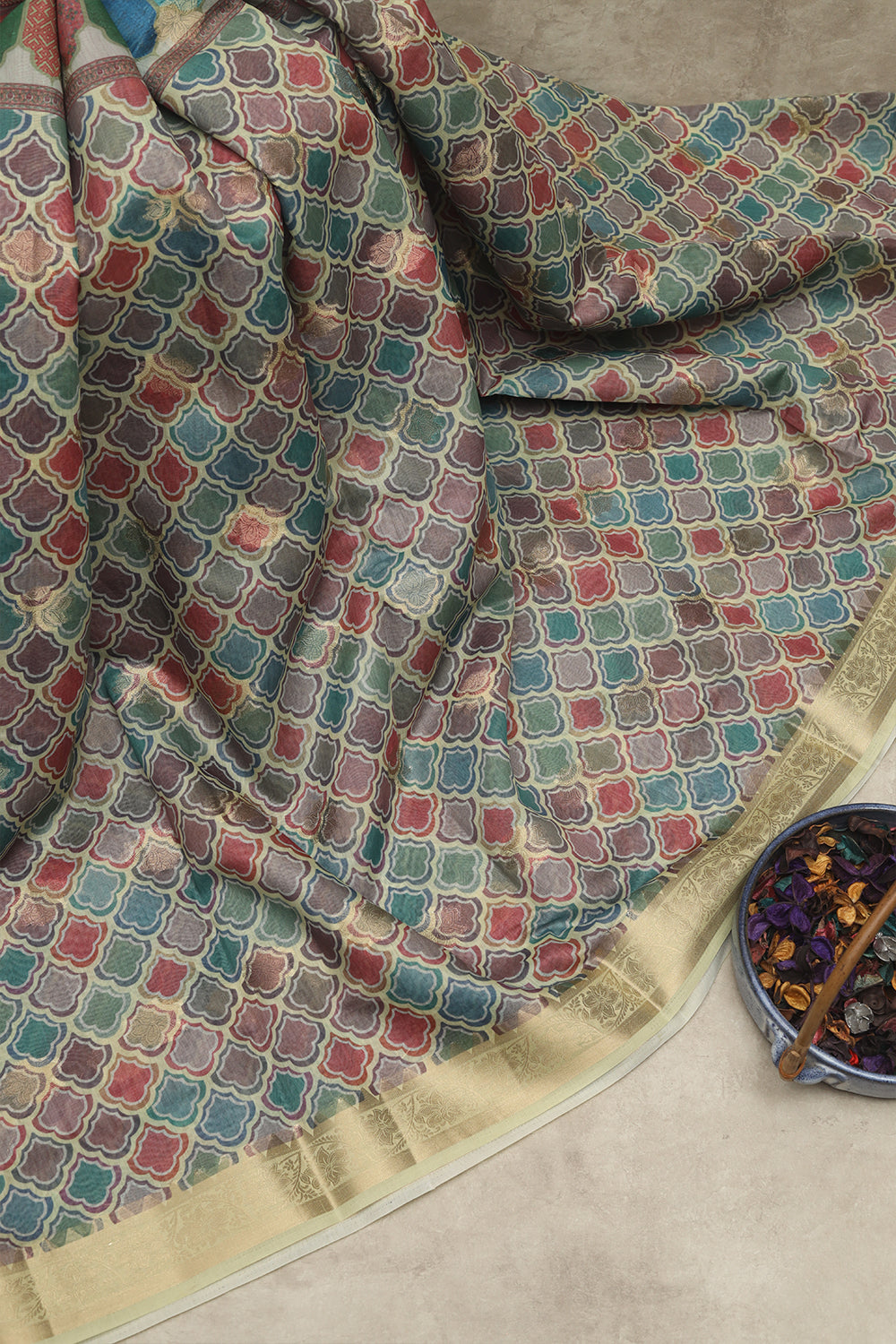 Multi raw silks saree