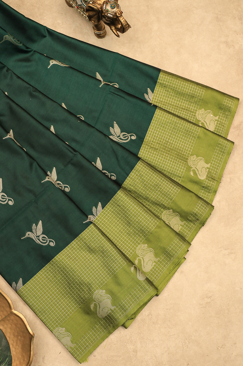 Pista green pure silk saree