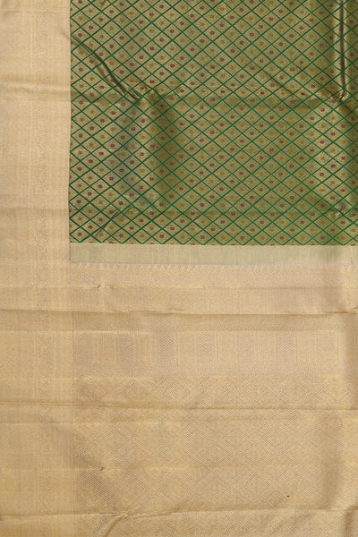 Greenish diamond pattern Silk saree.