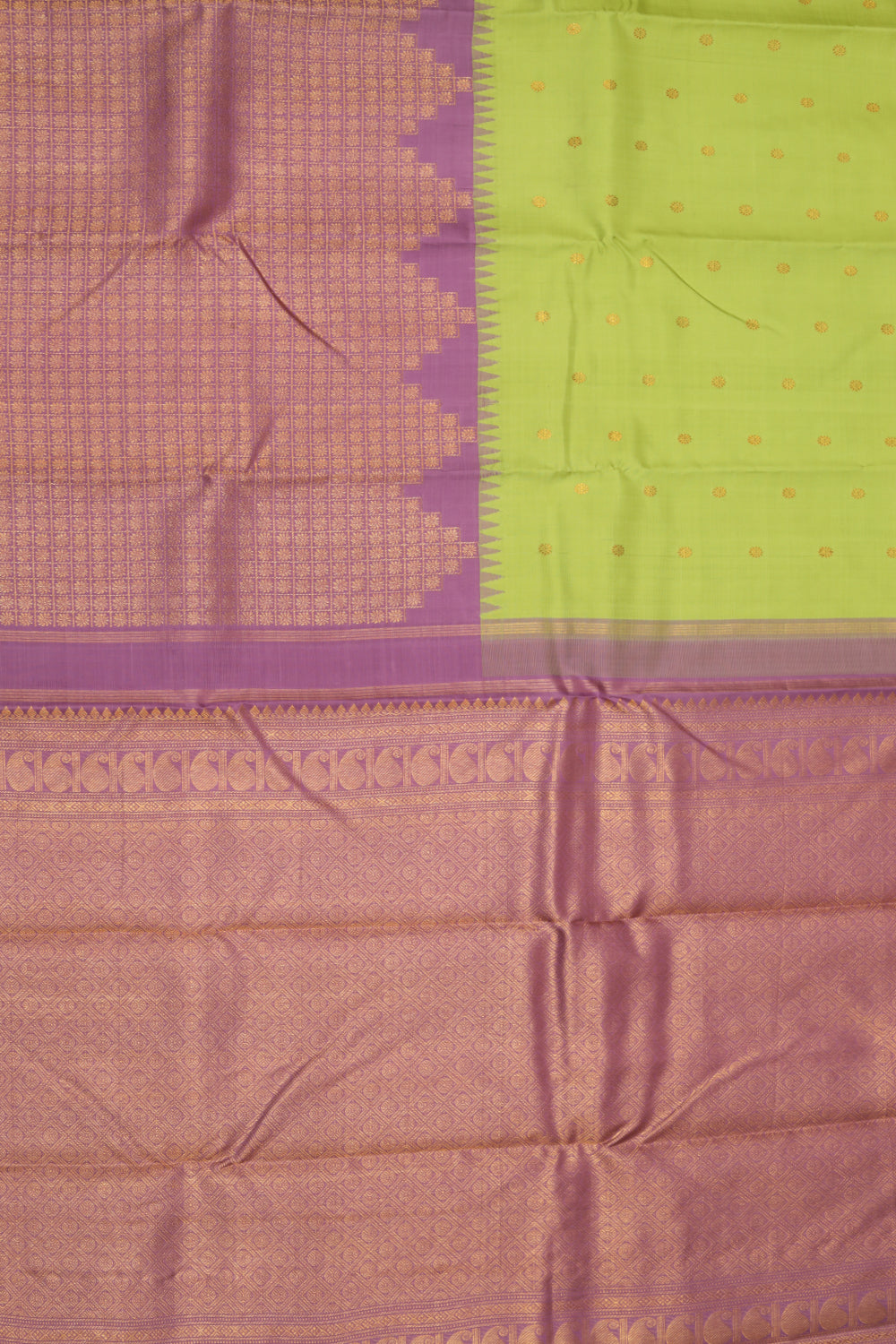Green and lavender kanjivaram silk saree