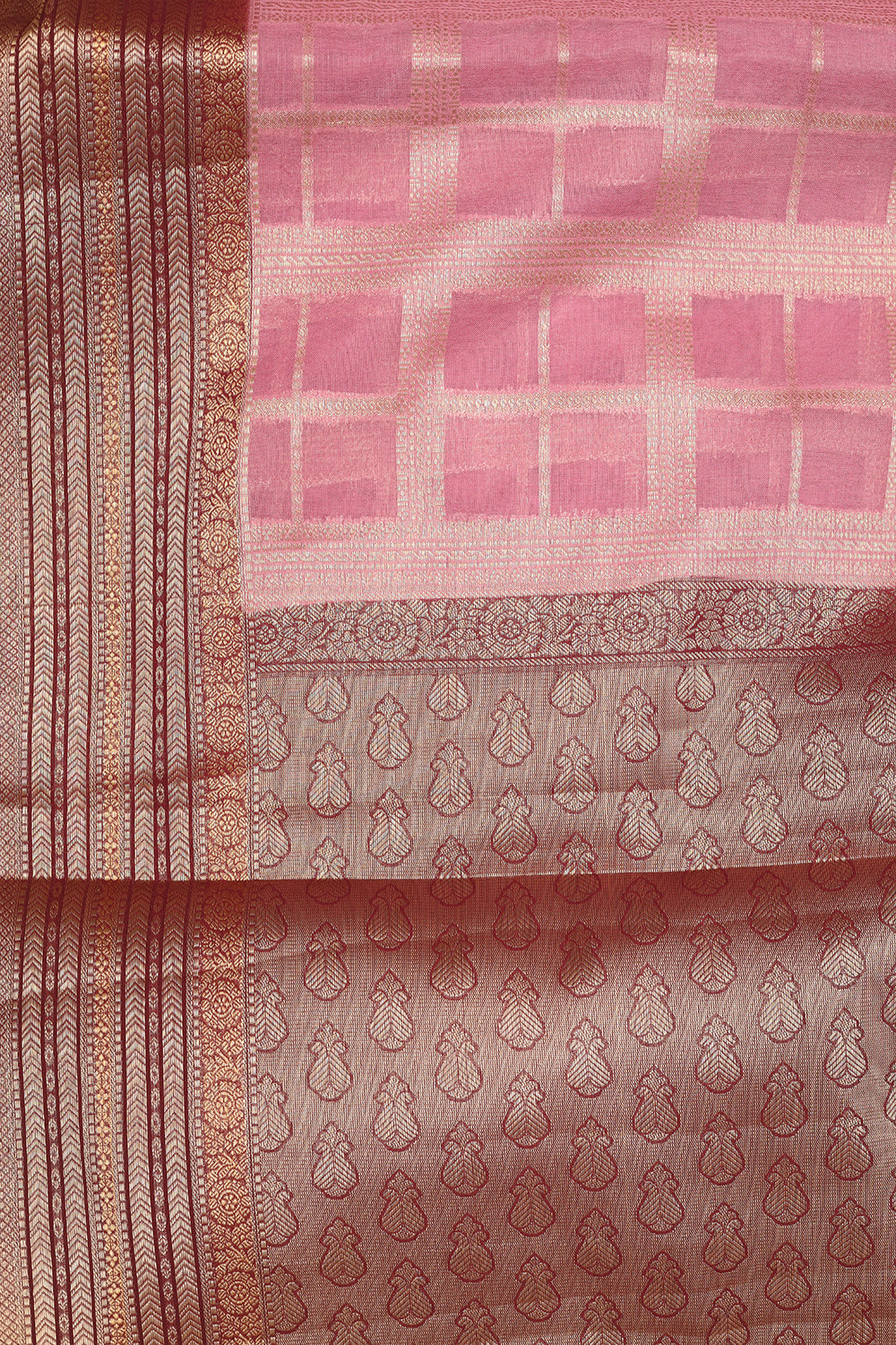 Lotus Pink Semi Rawsilk Saree