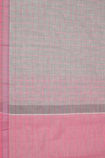 Neon Pink & Grey Cotton Saree