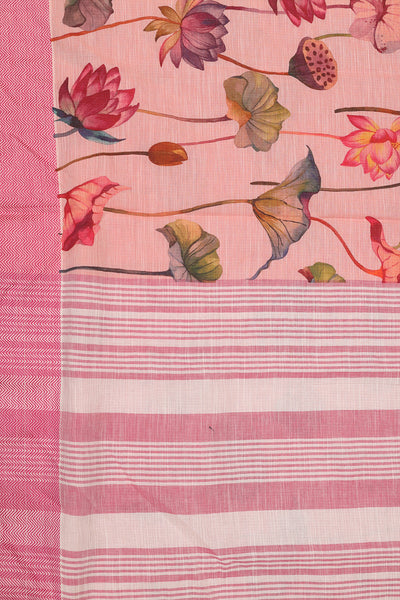 Blush pink floral cotton saree