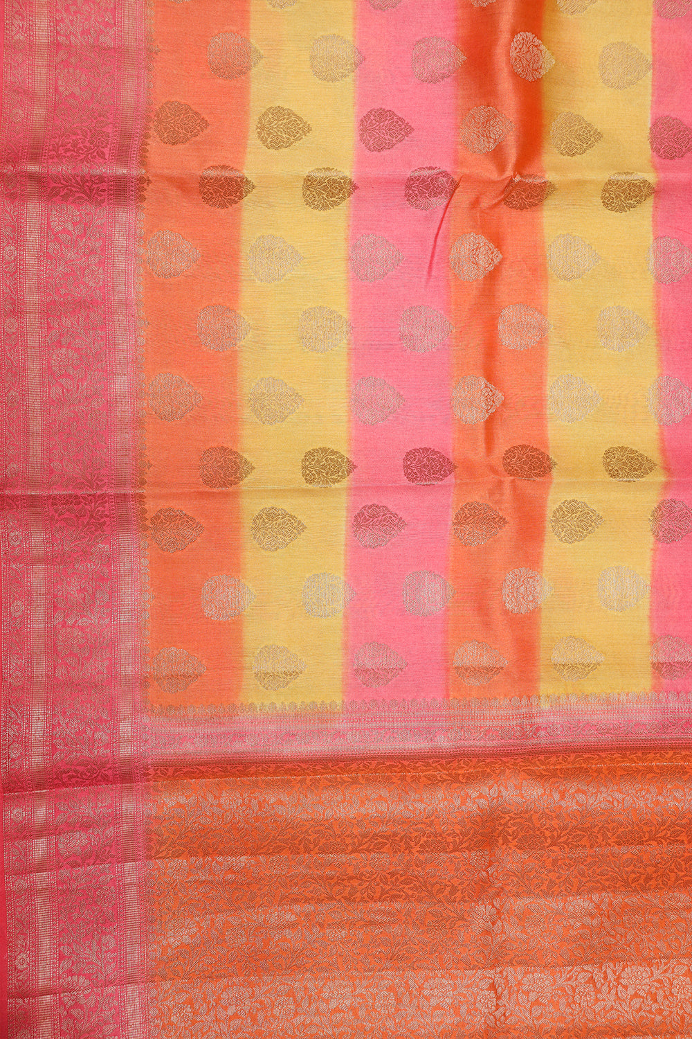 Multicolour pure raw silk saree