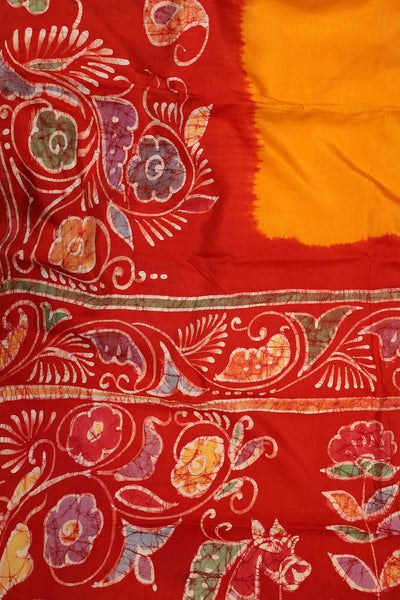 Yellow with red Cotton saree