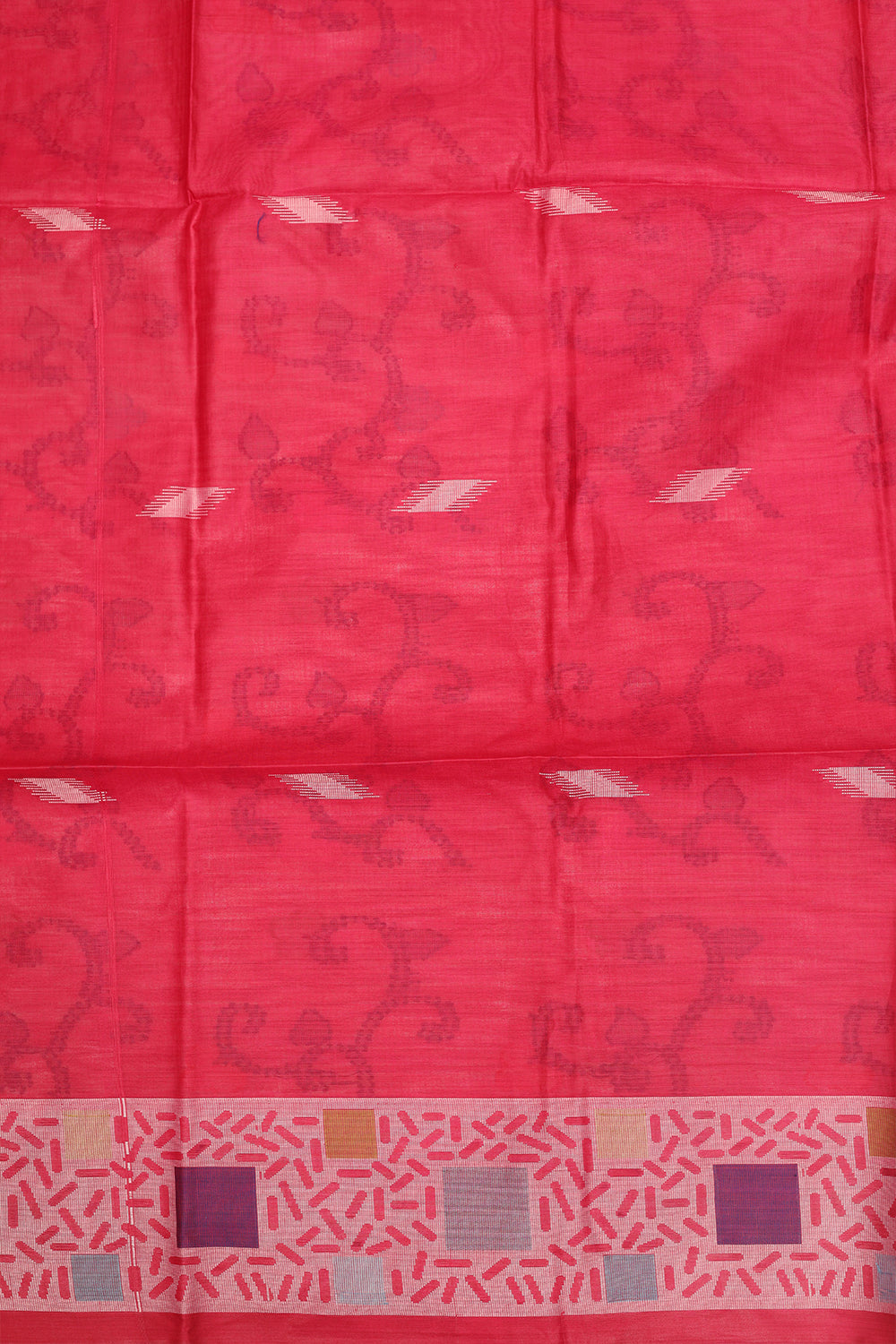 Rani pink threaded cotton saree