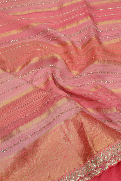 Lite Pink with Gold Zari Border Designer Saree