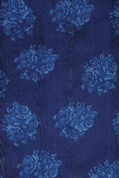 Midnight blue floral tussar saree