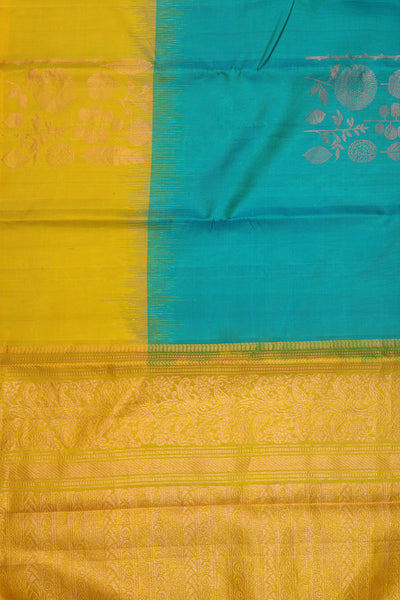 Ramar blue with yellow silk saree