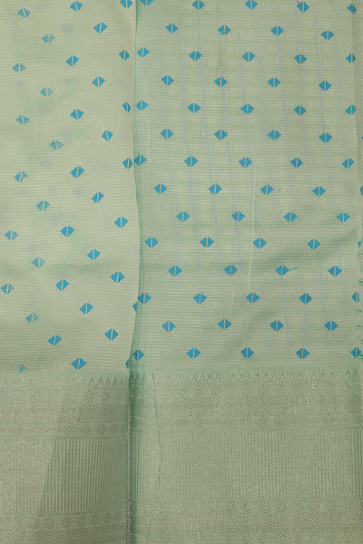 Pastel Green with Ice Blue Cotton Saree