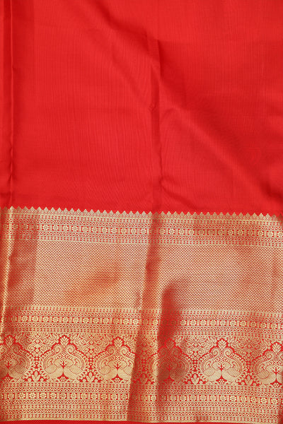 Ash with red silk saree