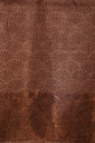 Dark brown with pink raw silk saree