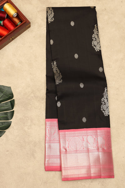 Royal black colour silk saree